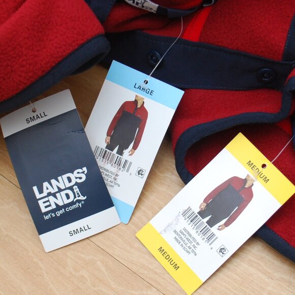 Lands' End Men's Polar Fleece Pullover - Navy Red - Picture 2 of 7